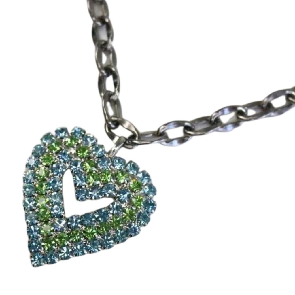 Tarina Tarantino Heart Green And Teal Swarovski Crystal Necklace